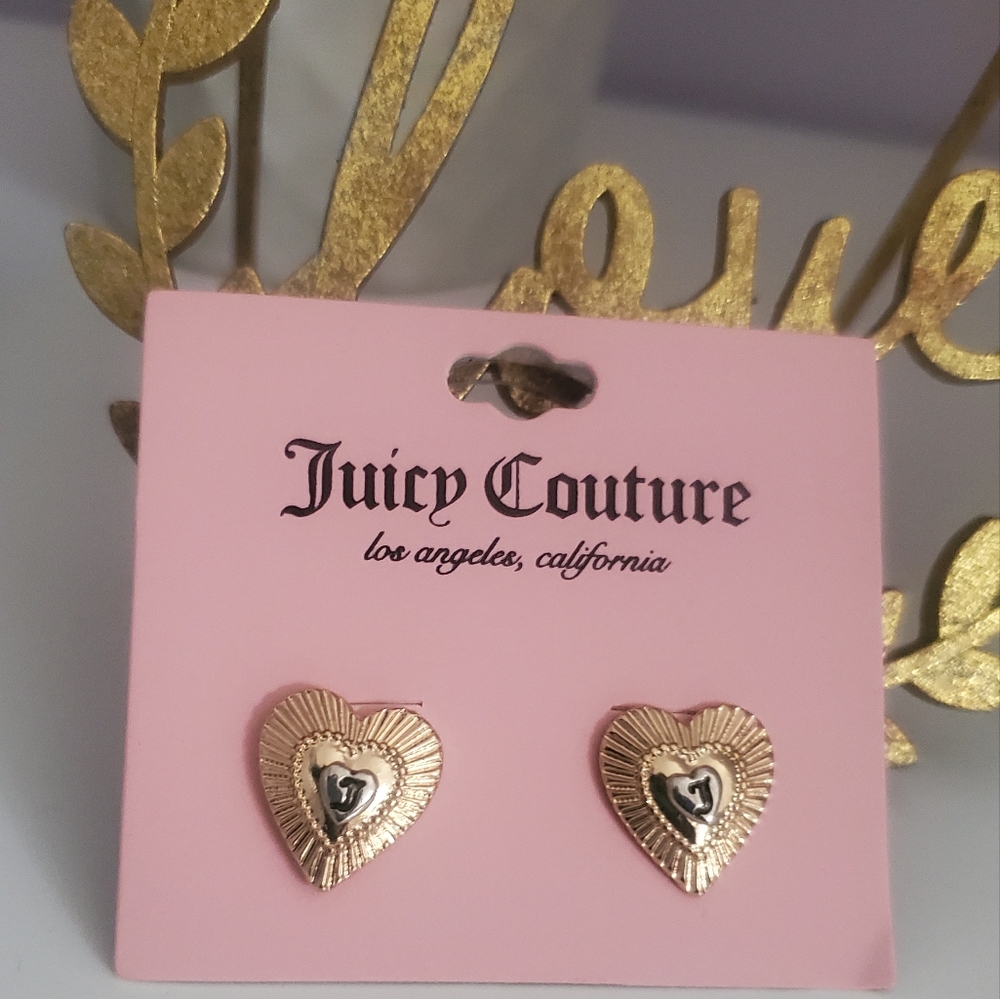 Juicy Couture Crystal Crown Heart Stud Earrings